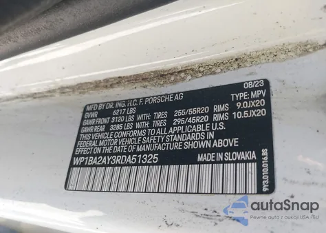 2024 Porsche Cayenne Coupe z USA, uszkodzony, nr VIN WP1BA2AY3RDA51325